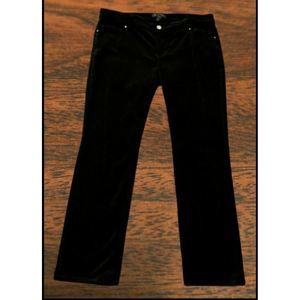 White House Black Market Noir Velvet Slim Leg Pants Black Embellished Pockets 6S